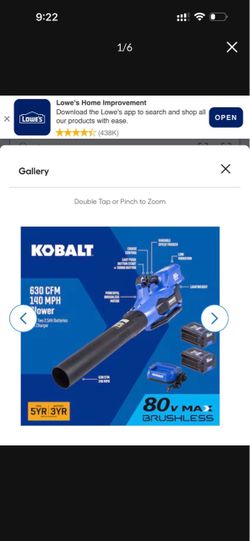 Kobalt 80volt blower 2x 80v battery and charger included