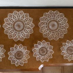 8 Federal Glass Petal pattern plates - 4 large ones and 4 small ones
