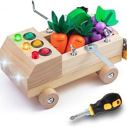 BRAND NEW Montessori Toy Wooden Car Busy Board Set with LED Light for Age 3-6