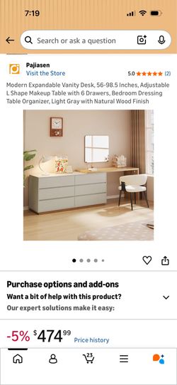 Expandable L Shaped desk with drawers