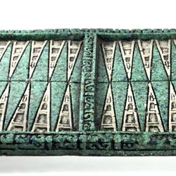 Vintage 80s Mayan Aztec  Stone Backgammon Board with Pyramid Pieces.  Heavy