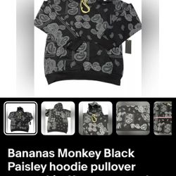 Bananas Monkey Paisley Hoody Sz. 2xl 