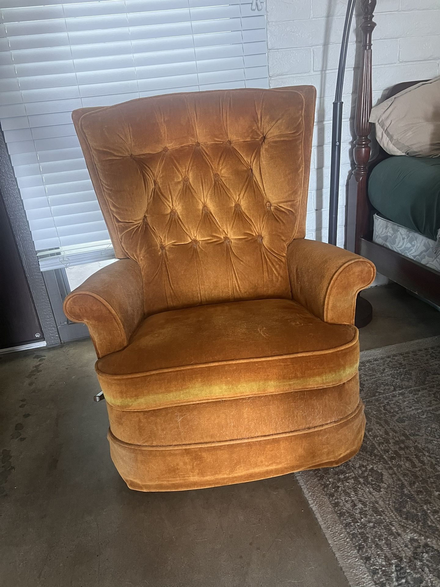 Vintage Orange Plush Recliner