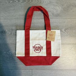 Trader Joe’s Red Mini Canvas Tote Bag New 