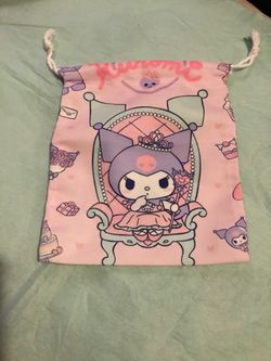 Kuromi Sanrio Drawstring Pouch Bag medium size each $7