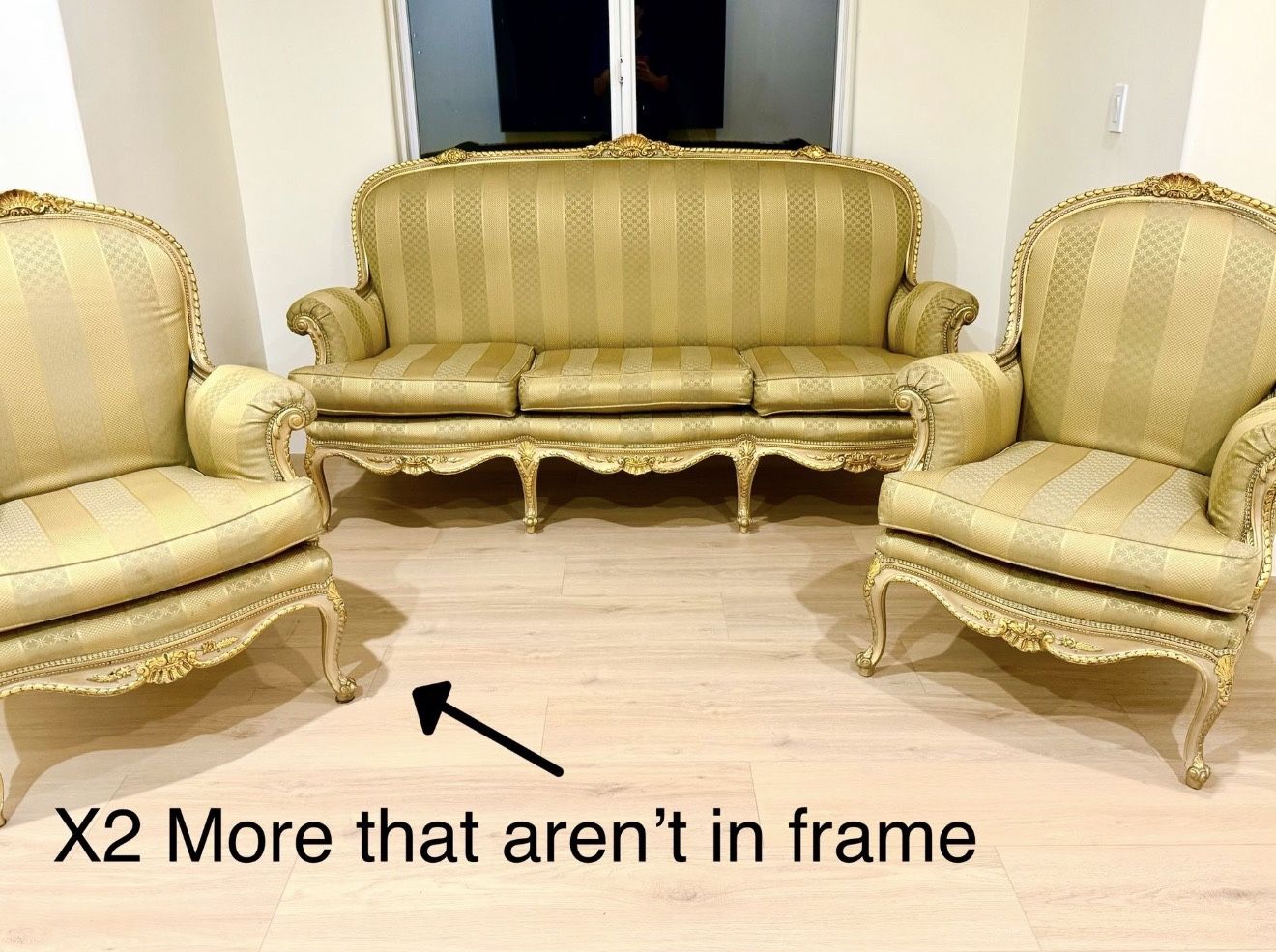 X4 Golden Chairs X1 Sofa X1 Matching Table