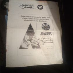 Clockwork Orange1973 Press Book And Advertising Guide