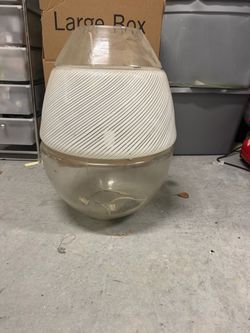 Large Glass Lamp with White Stripe Detail