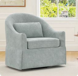 Martha Swivel Accent Chair 30.3-in W Modern Smoke Blue-Green Chenille Swivel Barrel Armchair