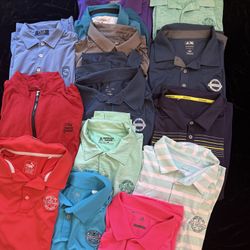 16 Men’s Golf Tops – Adidas, Nike, Under Armour, Greg Norman – Size Large