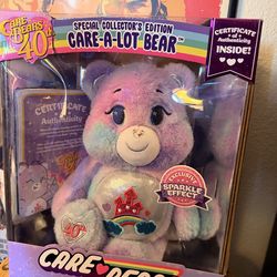 Unopened, Care Bears 40th Anniversary Special Collector’s Edition Care-A-Lot Bear (Sparkle Effect) – New in Box