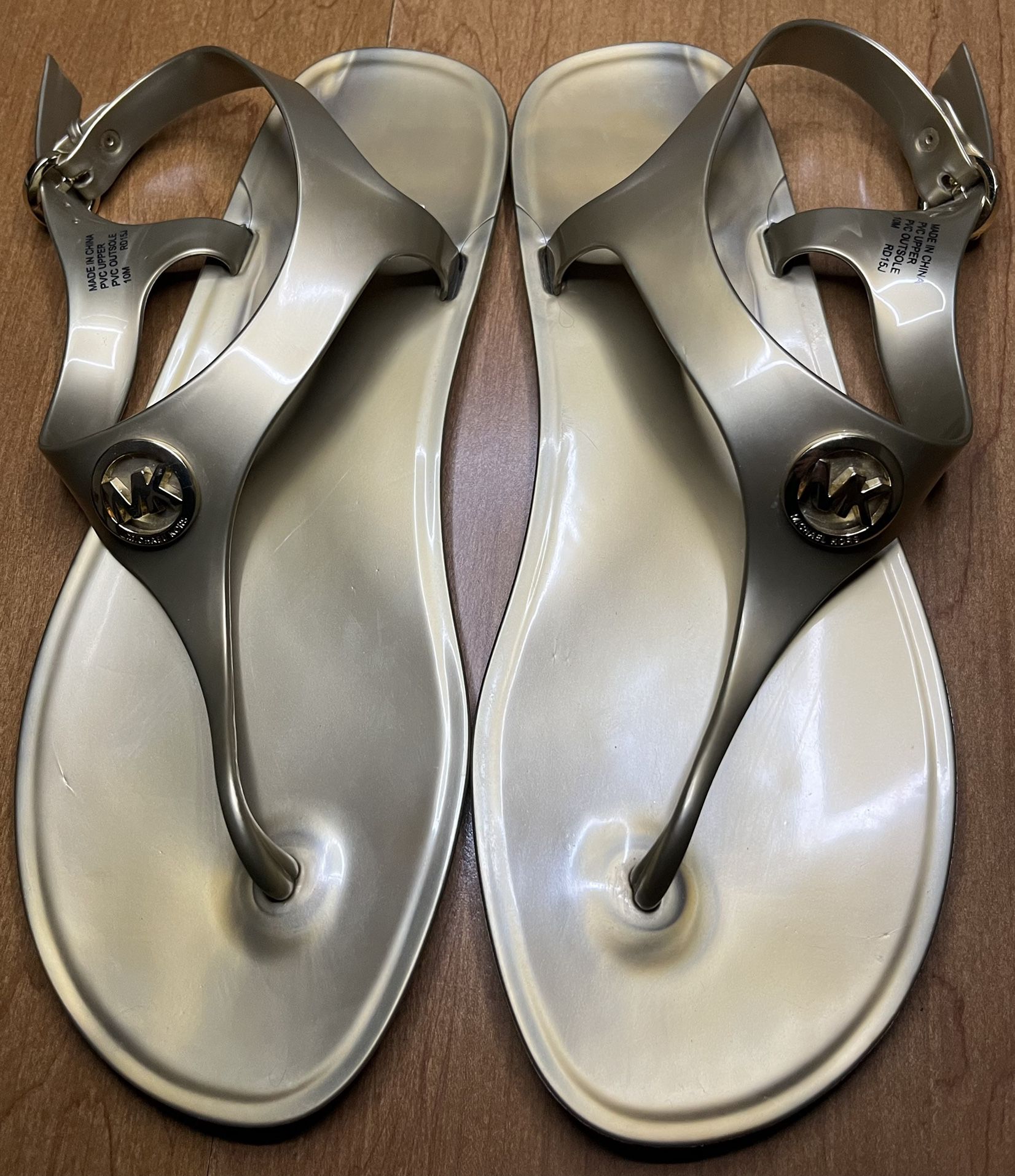 Michael Kors Gold Jelly Sandals Women’s Size 10 T Strap RD15J