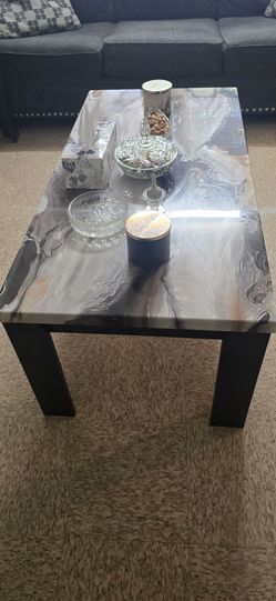 Coffee Table with Marble-Look Epoxy Top