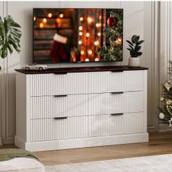 Modern 6 Drawers Dresser-Fluted White