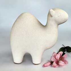 Vintage - Really Cute -  Lamba Figurine - Ivory Color - Made of Stone/Minerals