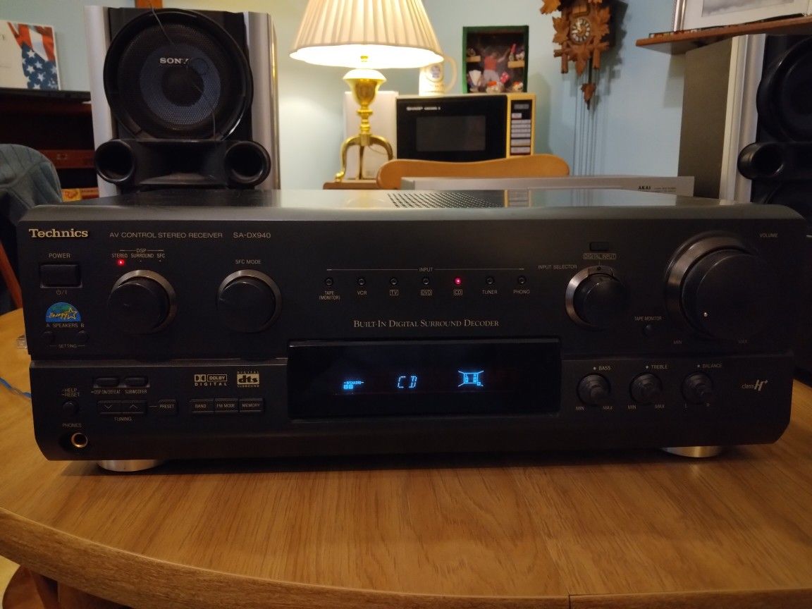 TECHNICS AM/FM AUDIO /VIDEO STEREO RECEIVER WITH TOWER FLOOR SPEAKERS