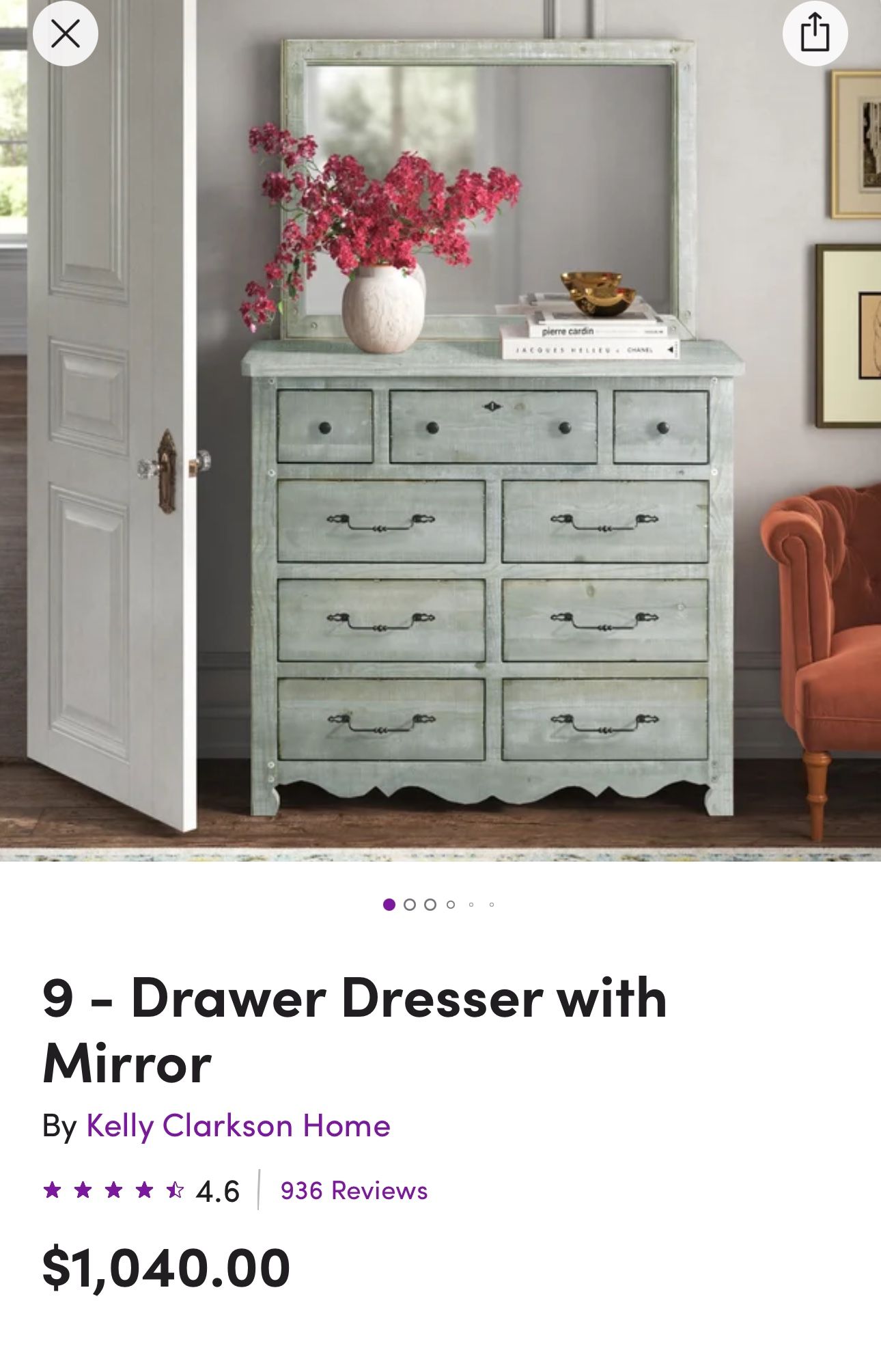 green lantern dress up games Richmond Ridged Wide 6 Drawer Dresser, Matte Sage Green main image 1