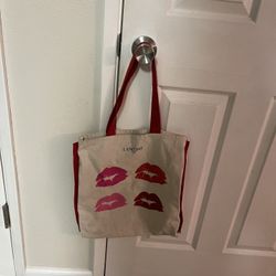 lancome paris lipstick kiss canvas tote bag 