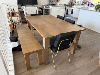 West Elm Dining Set - table, bench, 4 chairs