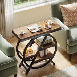 4 Tire End Table For Living Room, With Metal Frame.