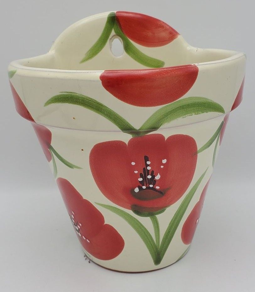 Red Poppies Wall Pocket Planter