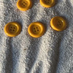 5 Yellow Four Hoke Big Buttons For Crafting