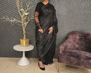 Black Sequin Saree