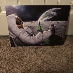 Astronaut In Space Drinking a beer Portrait 