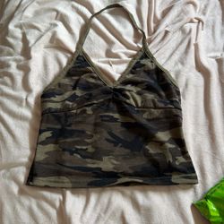 Camouflage Crop top With Open Back