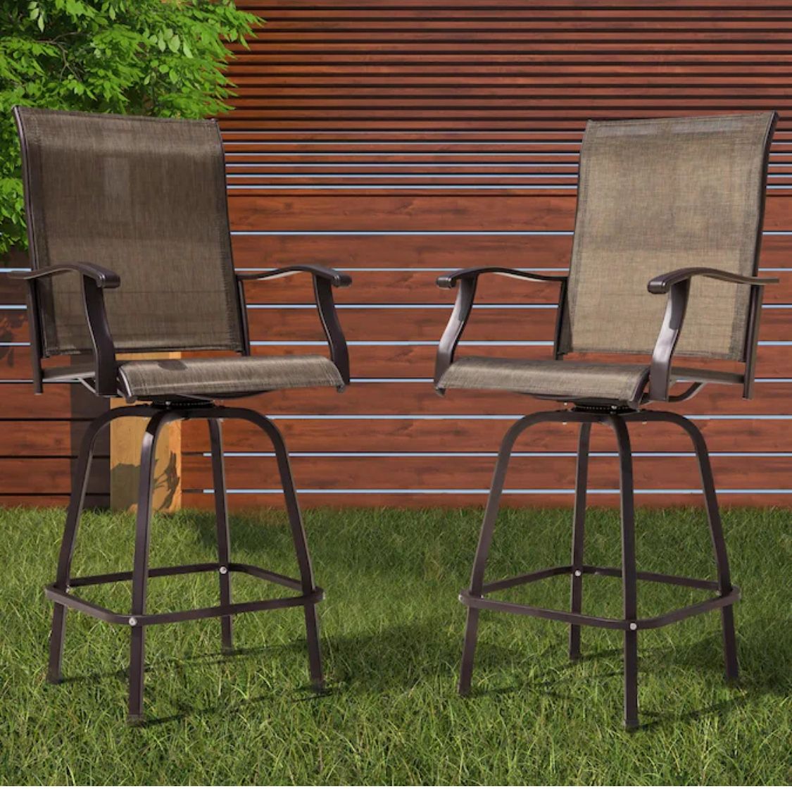 4 Swivel Patio Bar Stool Chairs