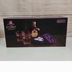 Brand New Crown Royal Whiskey Glass and Ice Mold Set 3 Piece Set Gift