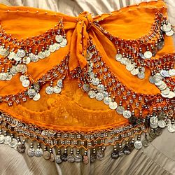 Belly Dancing Coin Belt- Orange