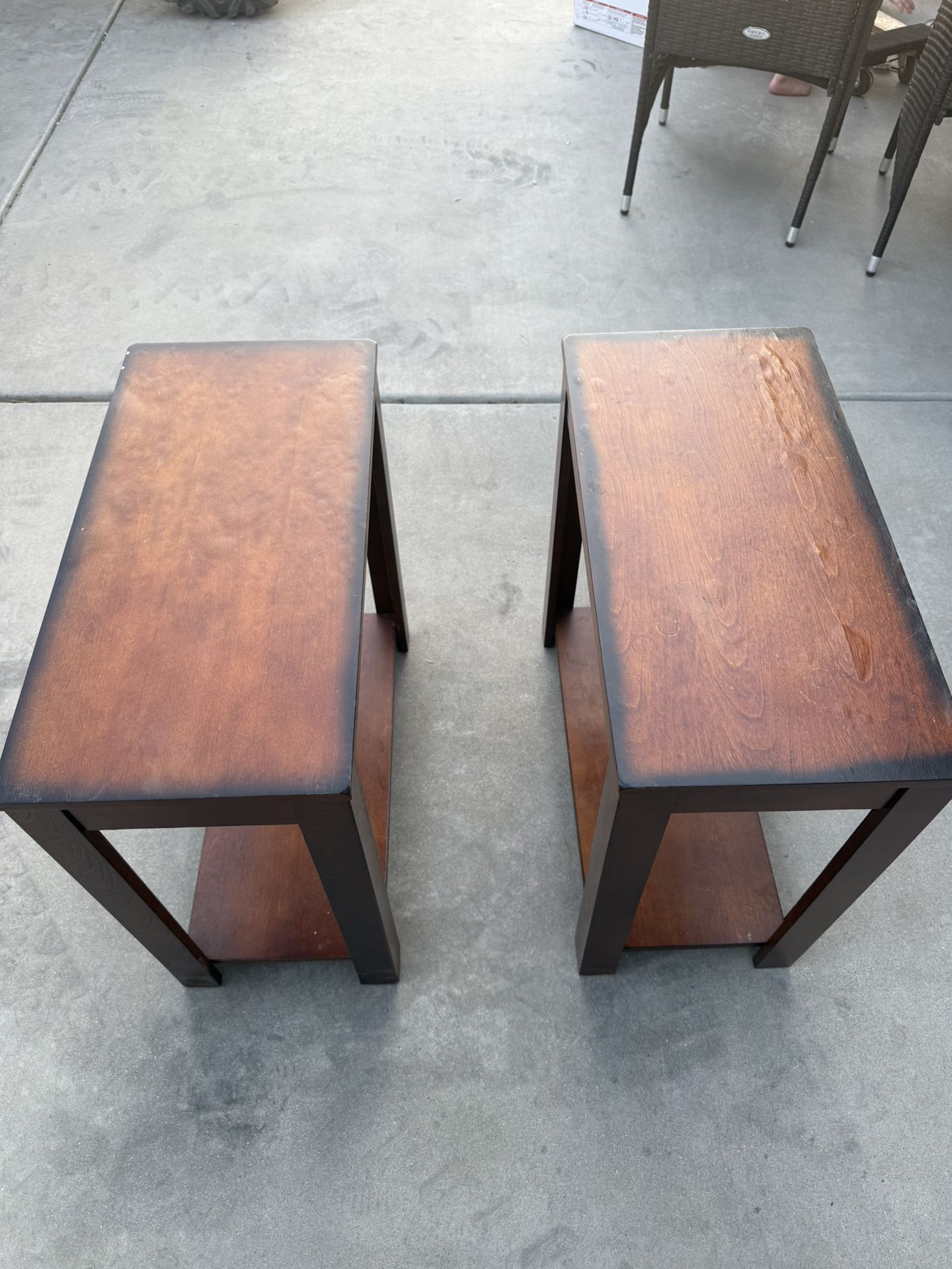 2 Brown Wooden End Tables