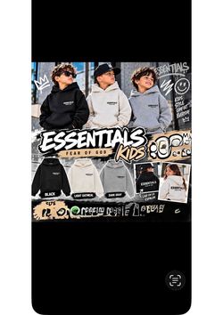 Kids Essential hoodies  black  dark  light oatmeal sizes 6/7 - 8 - 9- 10