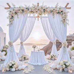 Outpain 20 ft x 10 ft Wrinkle Free White Backdrop Curtain for Wedding Parties, Polyester Photo Backdrop Drapes for Baby Shower Birthday Party Backdrop