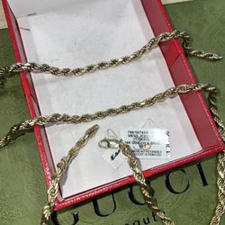 14k Rope Link Chain And Bracelet Set 55grams