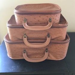 Vintage 1950's 3 piece Kids Toy Luggage Suitcase Set