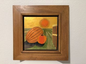 Painting on Metal Wood Frame Pumpkin Squash Art