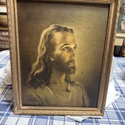  Vintage “ Head Of Christ” Framed Lithograph Kriebel & Bates