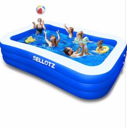 SELLOTZ Inflatable Pool for Kids and Adults, 120" X 72" X 22" Oversized Thickened Family Swimming Pool for Toddlers, Outdoor, Garden, Backyard, Summer