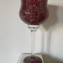 Red Fractured Glass Mosaic Floating Candle Holder Vase