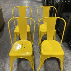 Yellow Metal Table With 4 Chairs 