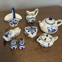 Vintage Holland Delft Blue Miniature Tea Set