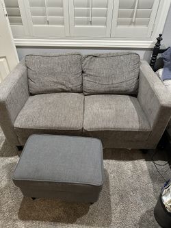 Grey Couch and Ottoman