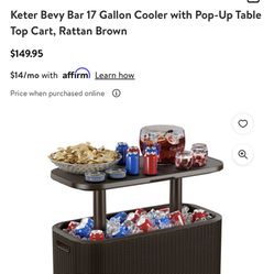 Cooler with pop-up table top cart New