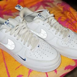 White & Blue AF1s Relectives.