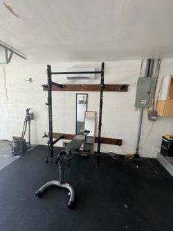 Wall-Mounted Power Rack & Adjustable Bench – Great Condition