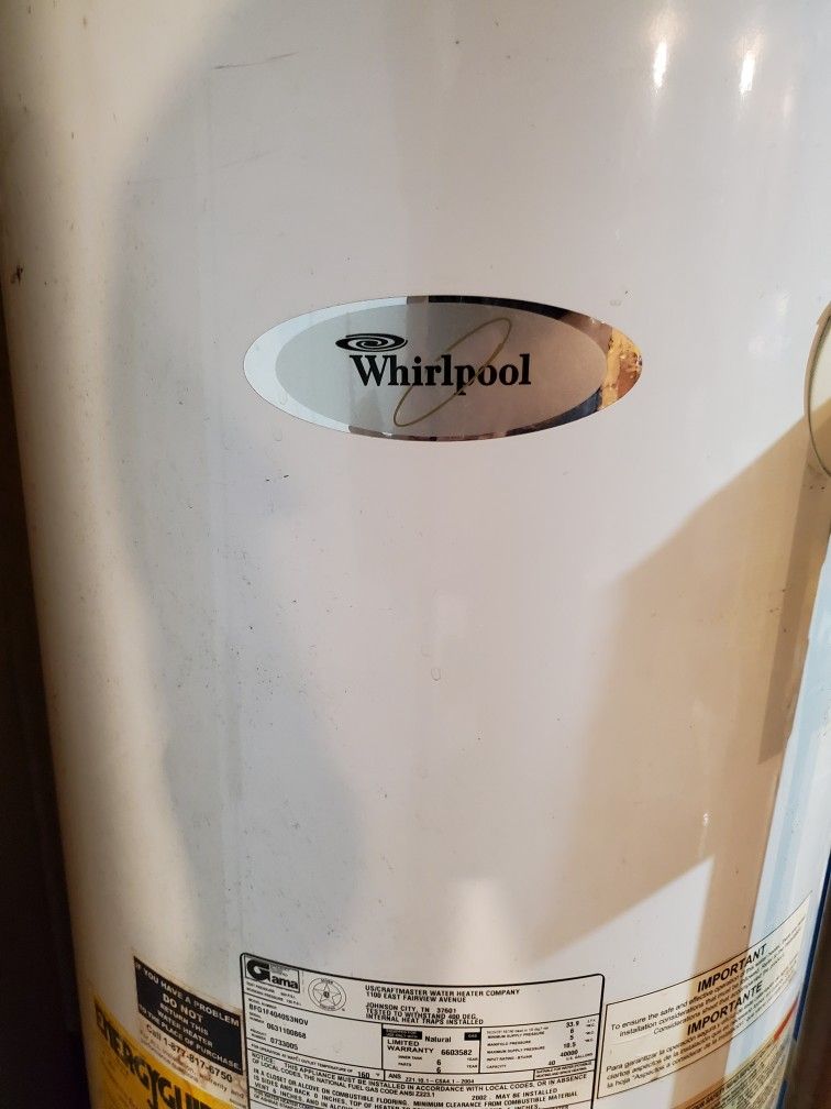 Whirlpool 40 Gallon Gas Water Heater