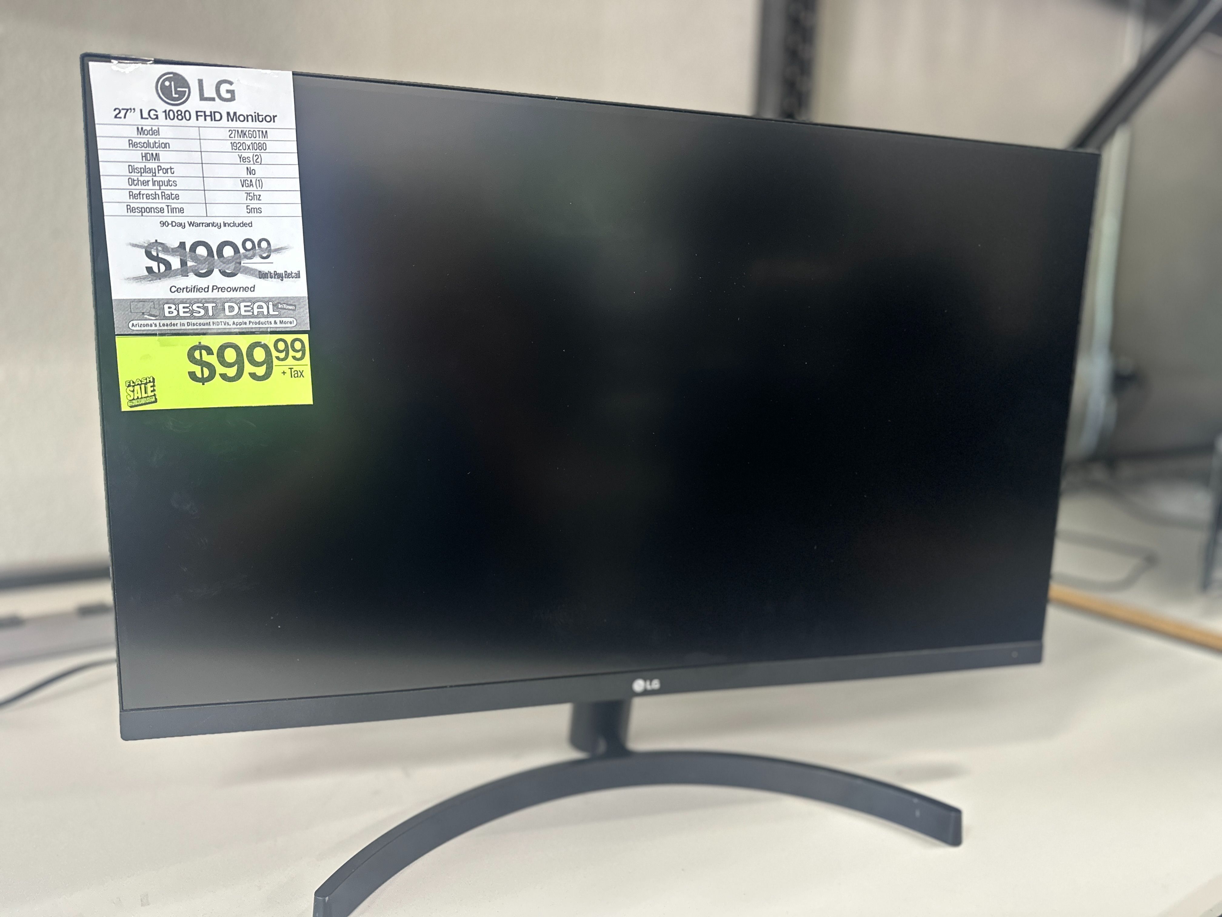 🖥️💻🔥💸HUGE MONITOR SHIPMENT IN! 27" LG FHD 1080p Monitor 27MK60TM
