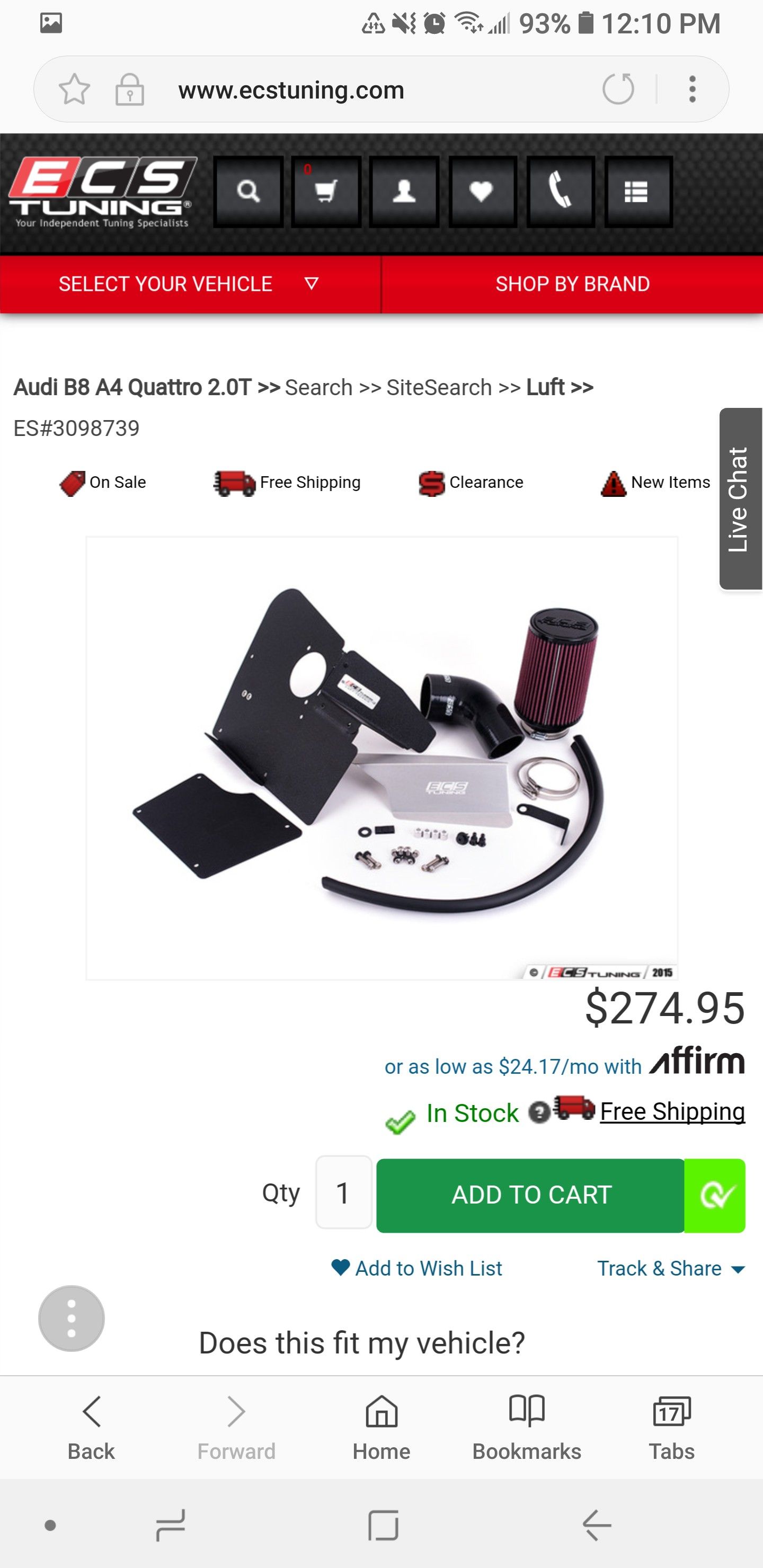 ECS TUNING Luft-Technic Cold Air Intake for Audi A4/A5/Allroad B8's